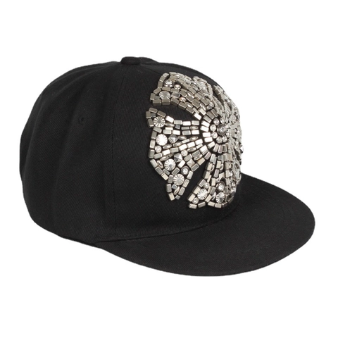Handmade Punk Gothic Baseballkappe Baumwolle Snapback Hut Mit Silbernen Metallnieten Und Strasskreuz Dekor Für Herren Damen