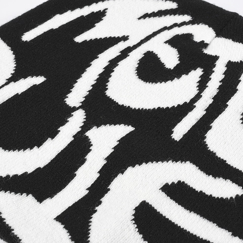 Trendy Letter Jacquard Knitted Beanie Double Layer Warm Winter Woolen Hat Outdoor Streetwear For Men Women
