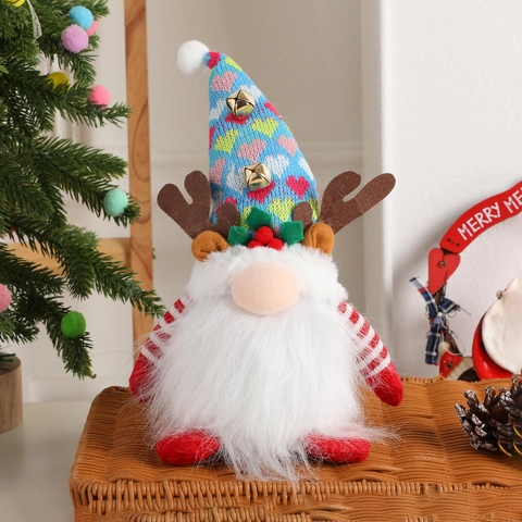Ornamenti Gnomo Di Natale LED Luminosi Corna Di Renna Campanelli Bambola Senza Volto In Peluche Per Decorazioni Festive