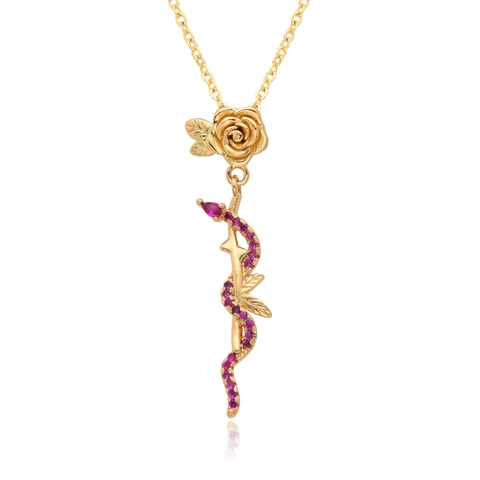 Collana Con Ciondolo A Serpente Rame Placcato Oro Micro Pavé Zircone Choker Gioielli Di Moda Per Donne