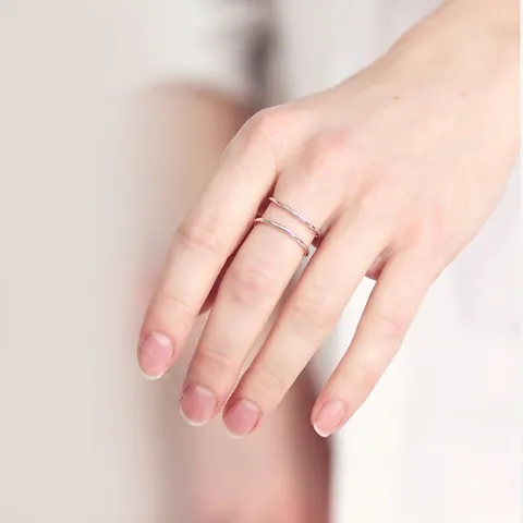 Double Layer Open Ring 316L Stainless Steel Geometric Adjustable Minimalist Modern High Polish Jewelry For Women