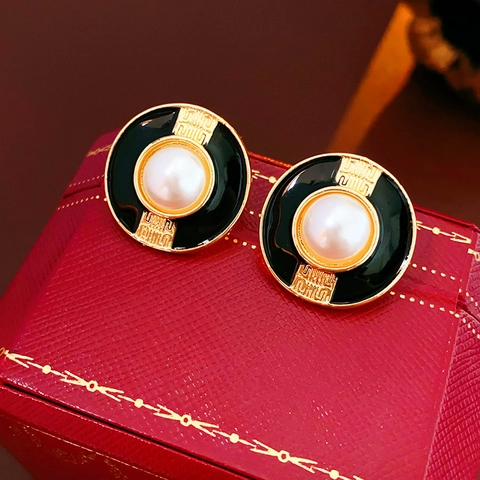 Orecchini Lobo In Lega Vintage Con Silver Earring Post Perla Artificial Sintetica Smalto Geometrico Floreale Cuore Gioielli Retrò