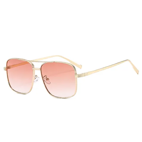 Gafas De Sol Aviador Cuadradas Vintage Montura Grande Metal Doble Puente Protección UV400 Para Hombres Mujeres