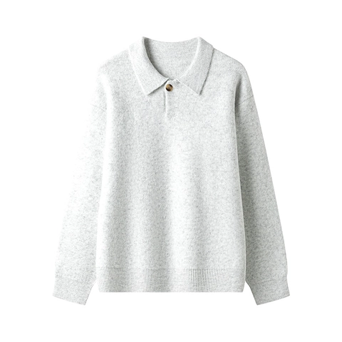 Heren Lange Mouw Gebreide Polo Sweater Wolmix Omslagkraag Effen Kleur Minimalistisch Casual High Street Pullover