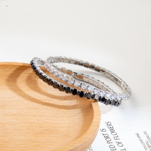 Bracciale da Tennis in Acciaio Inossidabile con Strass Arcobaleno Bangle Elastico con Cristalli Colorati Gioielli Regalo Donna