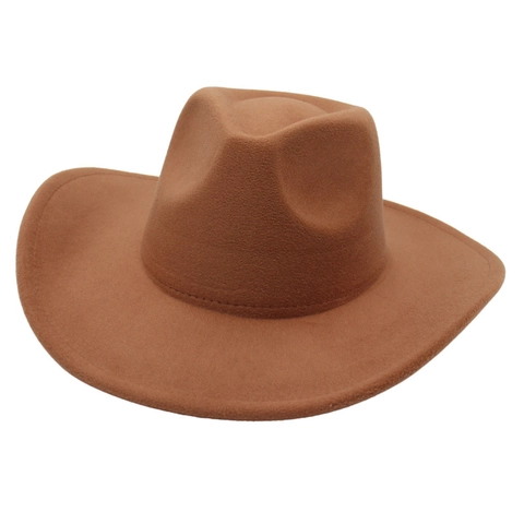 Wide Brim Fedora Hat Solid Color Wool Felt Jazz Cowboy Retro Style Adjustable For Men And Women