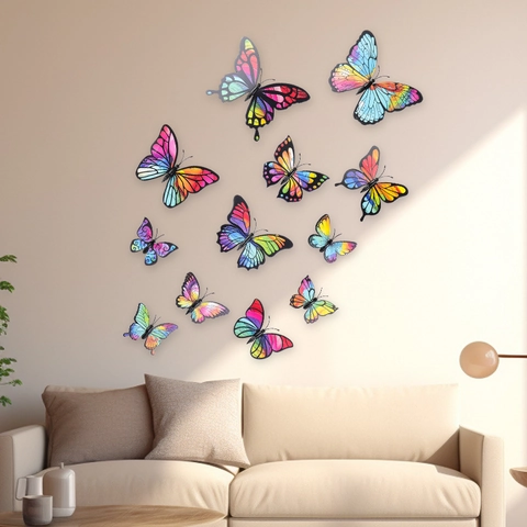 3D Schmetterling Wandaufkleber PVC Wasserdicht Bunt DIY Dekorative Aufkleber Für Haus Wohnzimmer Schlafzimmer Büro