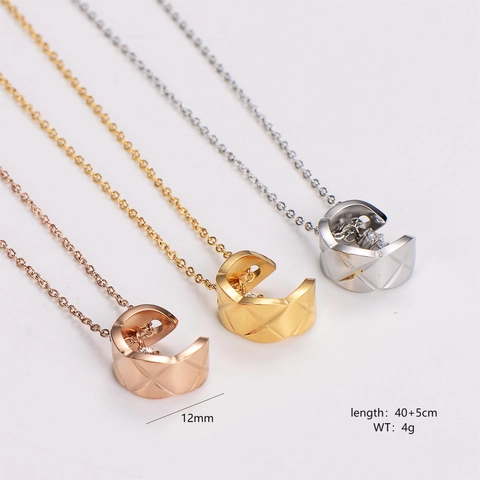 Collar Con Colgante De Acero Inoxidable Acolchado Forma C Circonita Cadena De Clavícula Joyería Elegante Para Mujer