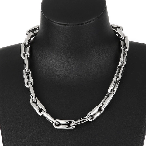 Collar De Cadena Gruesa Hip Hop Para Hombre De Acero Inoxidable Pulido Eslabones De Grano De Café Joyería De Moda