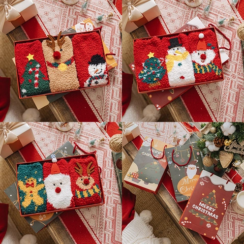 Weihnachts Korallenfleece Socken Dick Warm Winter Haus Boden Weihnachtsmann Rentier Schneemann Lebkuchenmann Für Damen
