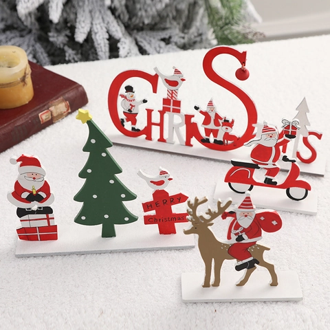 Décoration De Table Noël Bois Père Noël Renne Bureau Décoration Fête Joyeux Support Lettre Maison Décor