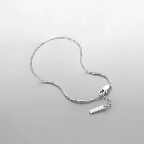 Stainless Steel Snake Chain Bracelet 18K Gold Plated Minimalist Adjustable Jewelry With Rectangular Tag For Men Women