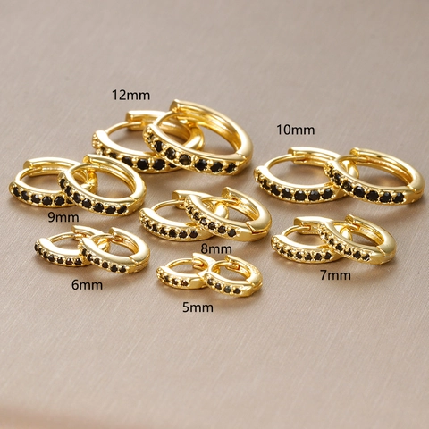 Vintage Kupfer Ohrringe Mit 925 Sterlingsilber Ohrstecker-Stift Schwarz Strass Eingelegt Gold Silber Galvanisierte Geometrische Huggie Ohrringe Damen Schmuck