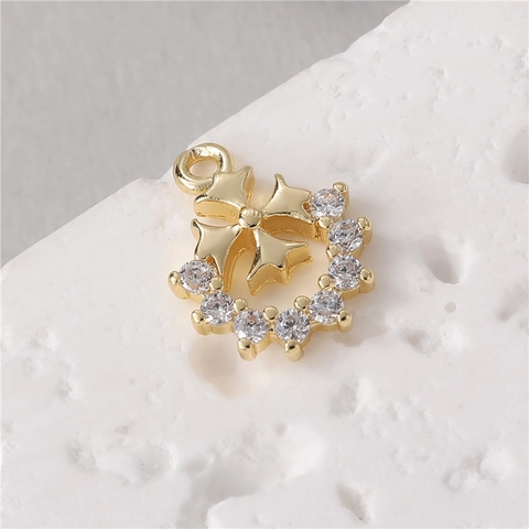 Charmes Pendentifs Bijoux DIY Cuivre Plqué Or 14K Zircon Cœur Papillon Clé Étoile Pour Création De Collier Bracelet