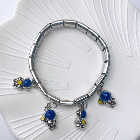Italian Charm Bracelet Stainless Steel Modular Link DIY Adjustable Enamel Fruit Animal Rainbow Theme Fashion Jewelry