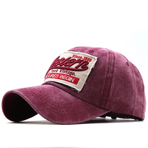 Washed Cotton Baseball Cap Vintage Distressed Embroidered Patchwork Adjustable Sun Hat Retro Streetwear Unisex