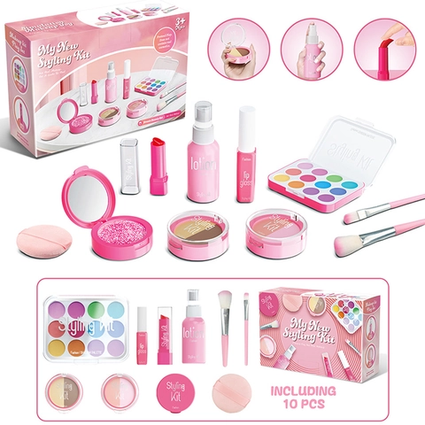 Kids Simulation Makeup Toy Plastic Pretend Play Beauty Styling Kit For Girls Princess Pink Blue Black Novelty Gift