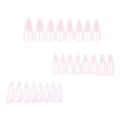 Extra Long Stiletto Press On Nails Artificial Pearl White Aurora Glossy Solid Color Artificial False Nails For Women Daily Wear