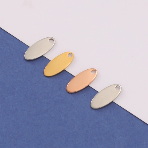 Colgantes Ovalados De Acero Inoxidable Dijes Etiquetas Planas Para Creación De Joyas DIY Pulsera Collar Accesorios