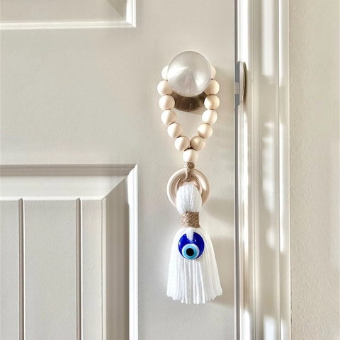 Böhmisch Böser Blick Holzperle Quaste Hängedekoration Mediterraner Stil Türgriff Autospiegel Wanddeko Accessoire