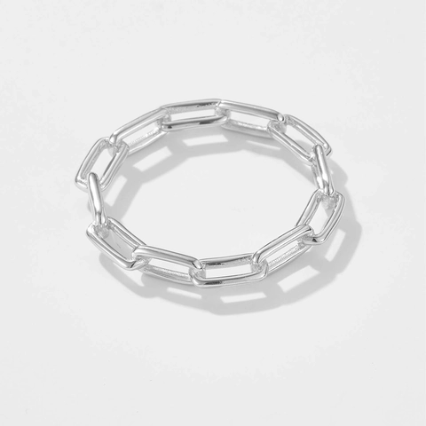 Anello Maglia Cubana in Argento Sterling 925 per Donna Minimalista Geometrico Placcato Oro Platino Anello da Dito Gioielli di Moda