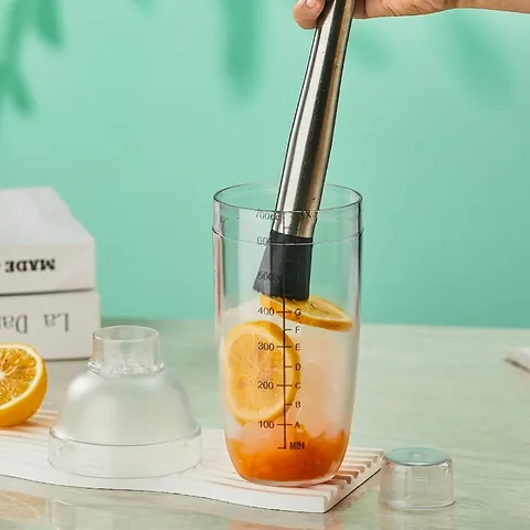 Cocktail Shaker Cup Transparent Graduated Plastic Leakproof Drink Mixer Handheld Barware Tool Accessory