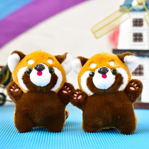 Cute Realistic Red Panda Plush Keychain Simulated Animal Stuffed Doll Soft Raccoon Plushie Pendant Toy For Backpack Accessory Gift