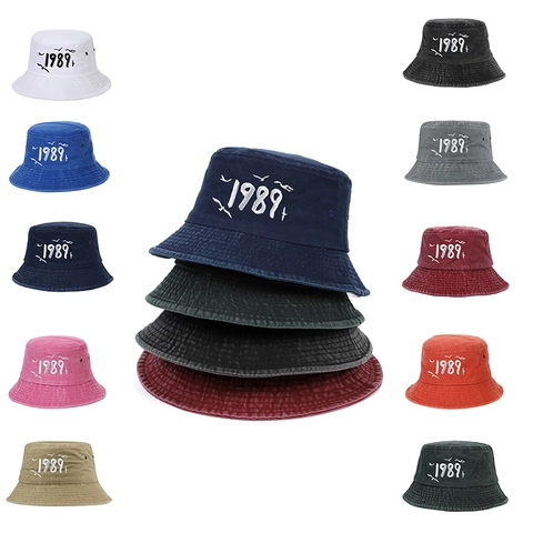 Cappello Da Pescatore In Cotone Lavato Ricamo Gabbiano 1989 Retro Casual Pieghevole Cappello Da Sole Donna