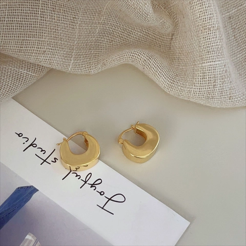 Minimalist U-Shape Hoop Earrings In 925 Sterling Silver For Women Thick Geometric Polished Versatile Jewelry