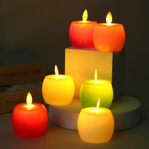 LED Apple Candle Light Simulation Flameless Electronic Plastic Party Christmas Decor Colorful Atmosphere Lamp Props