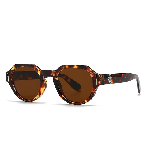 Gafas de Sol Geométricas Vintage para Hombres Mujeres UV400 Marco PC Lentes PC Decoración Daga de Metal Gótica Gafas de Moda