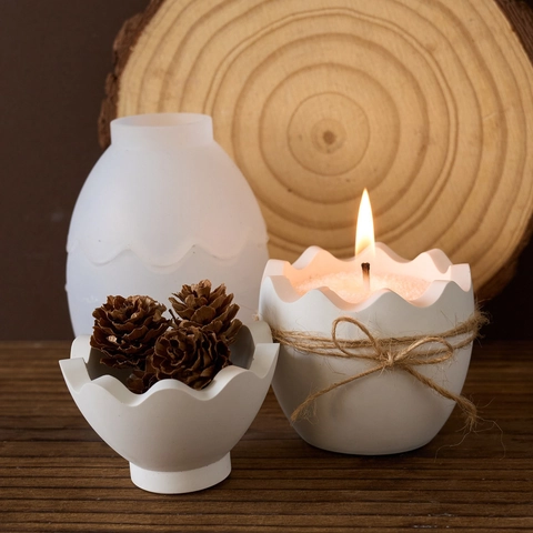Eggshell Shaped Silicone Mold For DIY Candle Holder Jewelry Storage Jar Resin Crafting Casting Tool