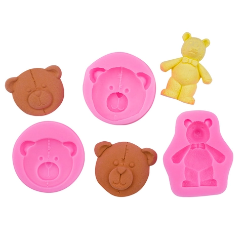 Bear Shape Silicone Mold For Fondant Chocolate Cake Decorating DIY Handmade Soap Clay Crafting Teddy Bear Face Design