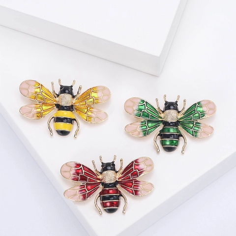 Exquisite Alloy Enamel Bee Brooch For Women Men Vintage Rhinestone Insect Pin Fashion Commuting Jewelry Gift