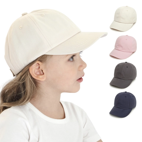 Kids Baseball Cap Solid Color Breathable Sun Hat Adjustable Curved Brim Outdoor Casual For Toddlers Boys Girls