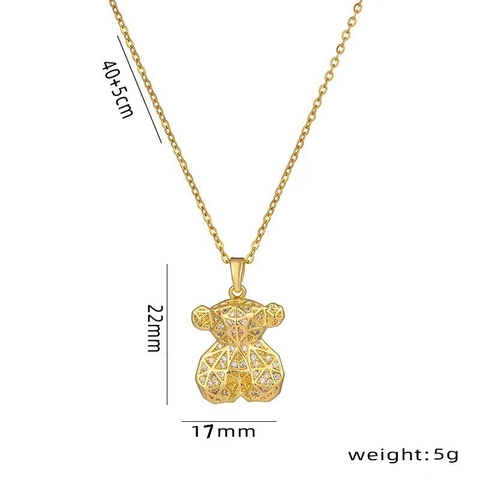 Lussuosa Collana con Pendente a Orso in Rame Geometrico Cavo Strass Animal Orso Choker per Donna Gioielli di Moda Personalizzati