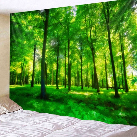 Arazzo Da Parete Paesaggio Forestale Natura Tessuto In Poliestere Coperta Appesa Per Camera Da Letto Soggiorno Arredamento