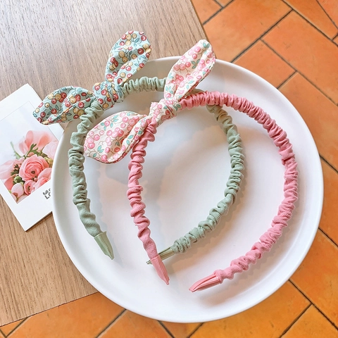 Serre-Tête Enfant Nœud Floral Bandeau En Tissu Plissé Pour Filles Accessoires Cheveux Doux