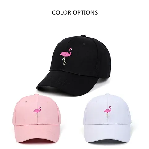 Cotton Baseball Cap Flamingo Stickerei Verstellbarer Sonnenhut Sommer Outdoor Sport Freizeit Kopfbedeckung Für Damen Herren