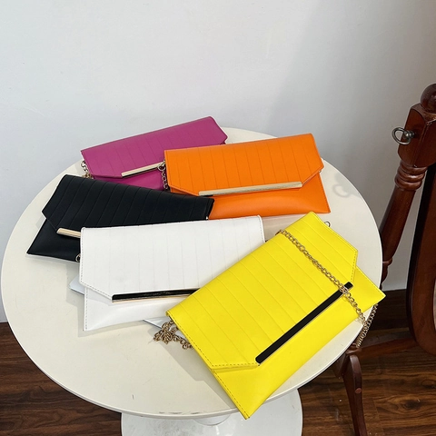Borsa Da Sera Donna Pochette Pelle PU Pieghe Verticali Stile Busta Con Catena Dorata Per Festa Matrimonio Banchetto