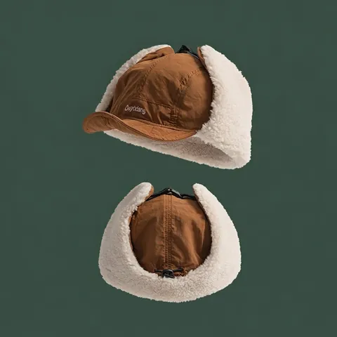 Unisex Winter Trapper Hat Windproof Aviator Cap With Faux Lamb Wool Lining Ear Flaps Adjustable Buckle For Outdoor
