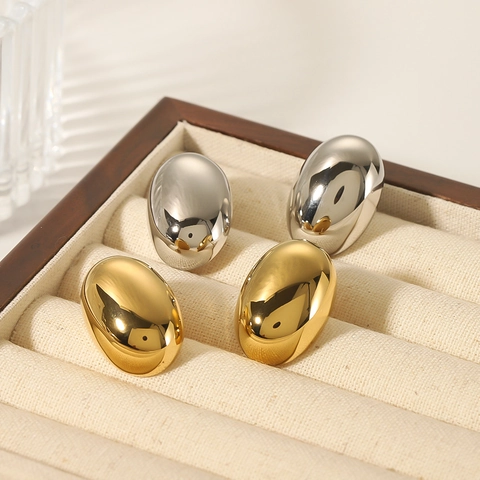 Ovale Ringen Oorbellen 18K Verguld Roestvrij Staal Gepolijst 3D Geometrische Minimalistische Sieraden Voor Vrouwen