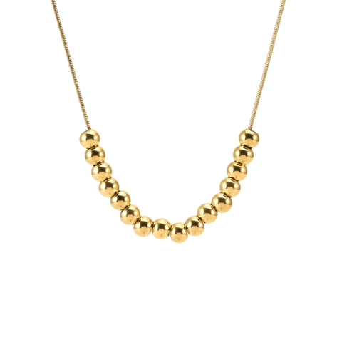 Collana Con Pendente A Sfera In Acciaio Inossidabile Placcato Oro 18K Perline Di Trasferimento Tonde Catena A Serpente Gioielli Eleganti Minimalisti Da Donna