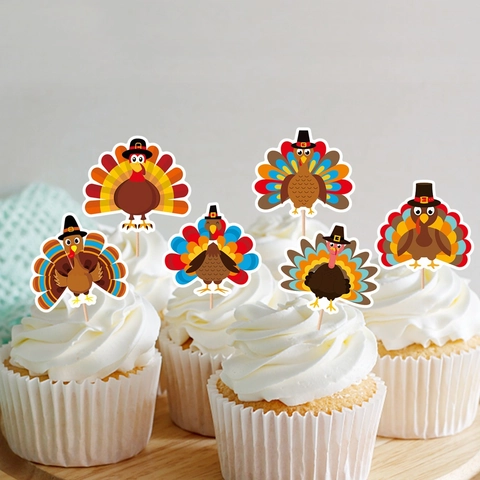 Decorazioni Per Torte Tacchino Cartoncino Bambù Stuzzichini Per Cibo Festa Del Ringraziamento Addobbi Dessert