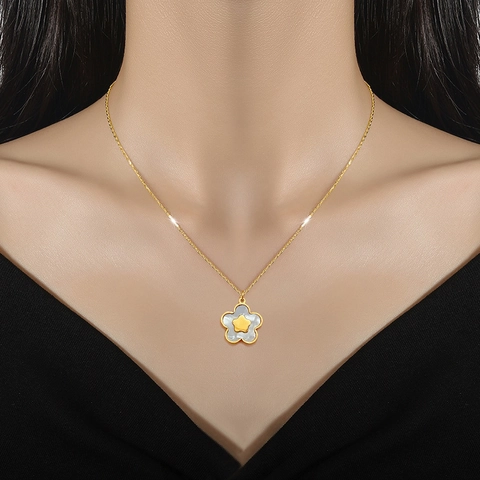 Collana Con Ciondolo A Fiore Acciaio Inossidabile Madreperla Conchiglia Catena Da Clavicola Minimalista Stella Gioielli Da Donna