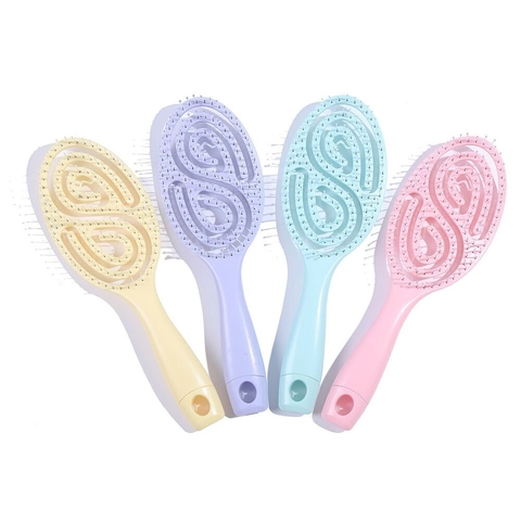 Detangling Hair Brush Hollow Vent Scalp Massage Curved Styling Comb ABS Plastic Candy Colors Haircare Tool