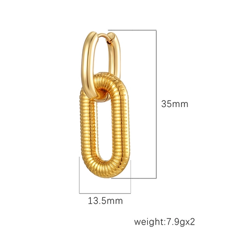 Pendientes De Gota Ovalados Entrelazados Acero Inoxidable Chapado En Oro 18K Aro Bisagra Joyería Con Poste De Plata Para Mujeres