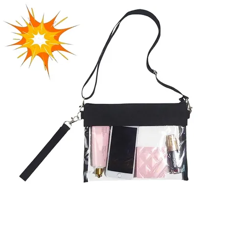 Durchsichtige Umhängetasche Transparentes PVC Wasserdicht Stadionzugelassen Kosmetiktasche Mit Verstellbarem Riemen