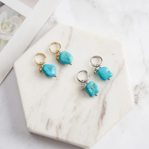 925 Sterling Silber Ohrhänger Mit Türkis Opal Muschel Für Damen Vintage Boho Creolen Schmuck