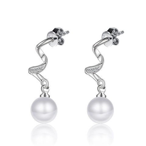 Eleganti Orecchini a Goccia in Rame a Spirale a Forma di S Con Perla Artificiale e Strass per Donna Gioielli di Moda
